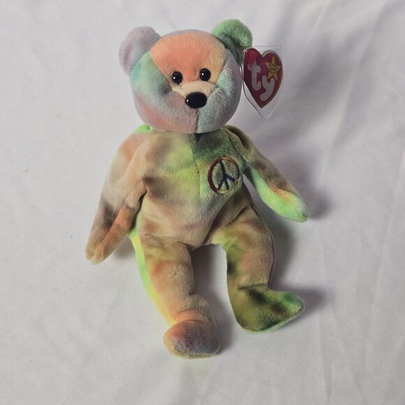 Ty Beanie Baby Original Peace Bear Rare Almost Mint With Tag - Picture 8 of 14